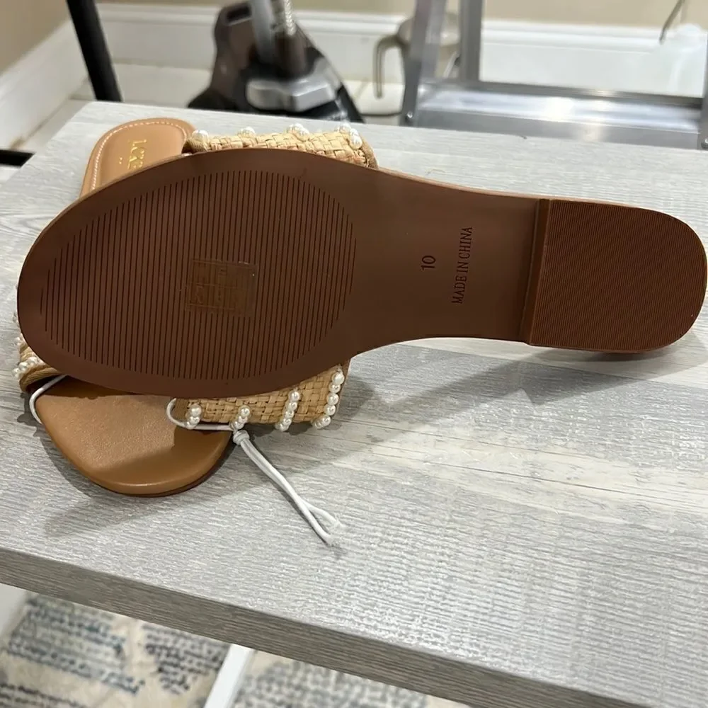 J. Crew Factory pearl slides size 10 NWT but flawed